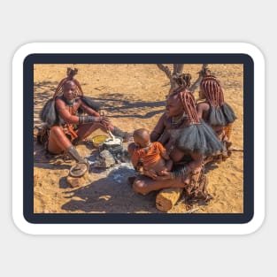 Namibia. Himba Tribe. Cooking a Porridge. Sticker